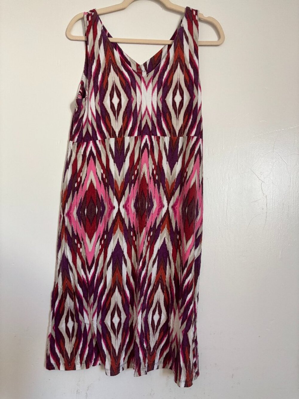 Athleta Santorini Ikat print pink & purple dress, women's L